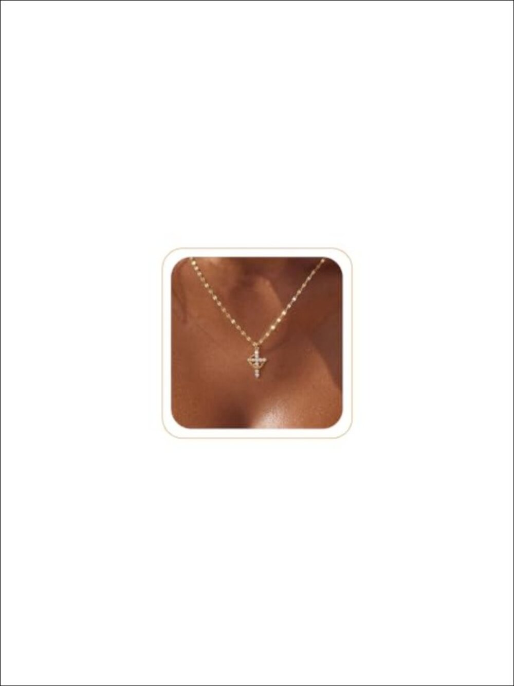 14K Gold Plated Cross Necklace with Cubic Zirconia Pendant
